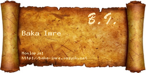 Baka Imre névjegykártya